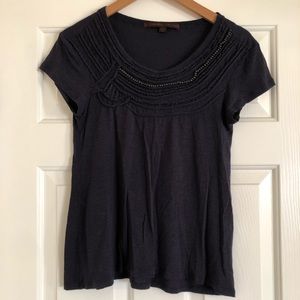 Beaded Navy Top - Anthropologie (S)